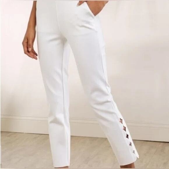 NWT Soft Surroundings White Sadie Scalloped Ankle Pants Size Tall L - Picture 1 of 7